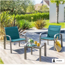 Salon de jardin duo Elyn bleu canard Ethik home
