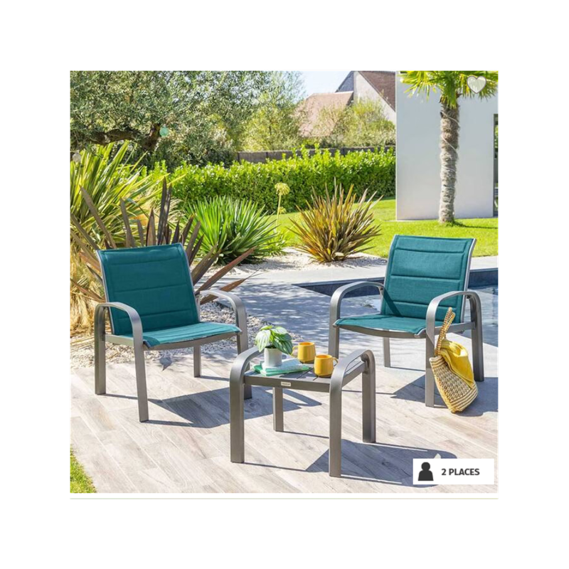 Salon de jardin duo Elyn bleu canard Ethik home