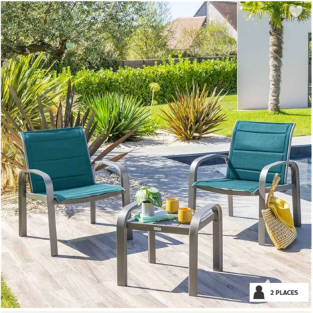 Salon de jardin duo Elyn bleu canard Ethik home