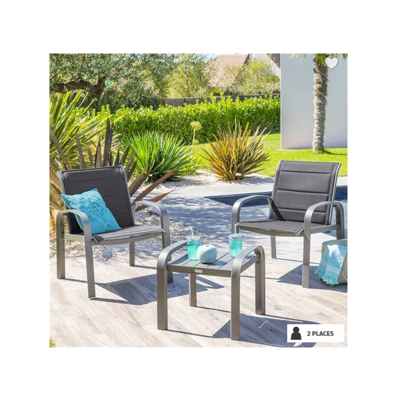 Salon de jardin duo Elyn bleu canard Ethik home